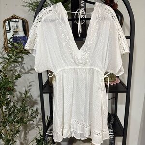 Topshop White Embroidered Swim Coverup size 4-6